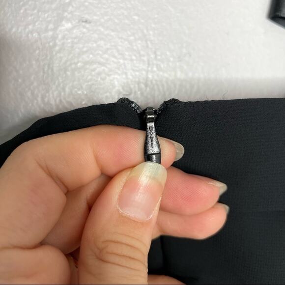 LOUIS FERAUD Vintage Dress Womens Size 12 Black Ruffle Ribbon Bow Pleated German - Picture 7 of 10